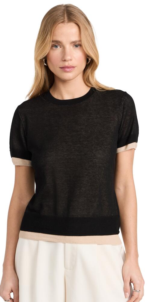 Vince Double Layer Tee Black/Oat Sand Combo Cover