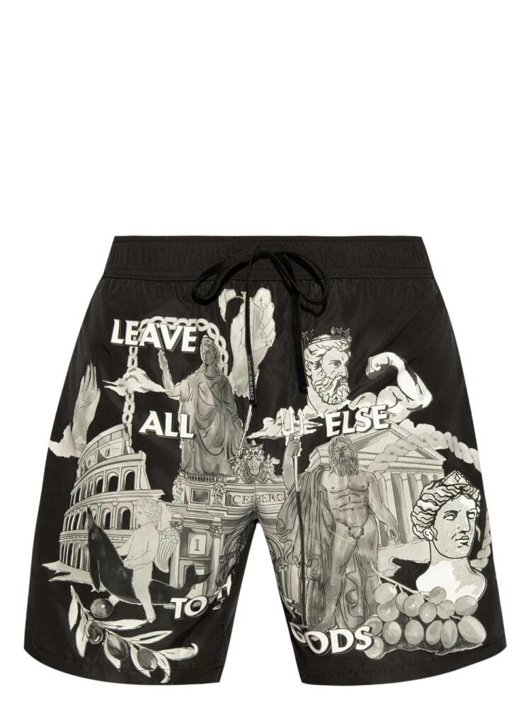 Iceberg logo-print swim shorts - Black Cover