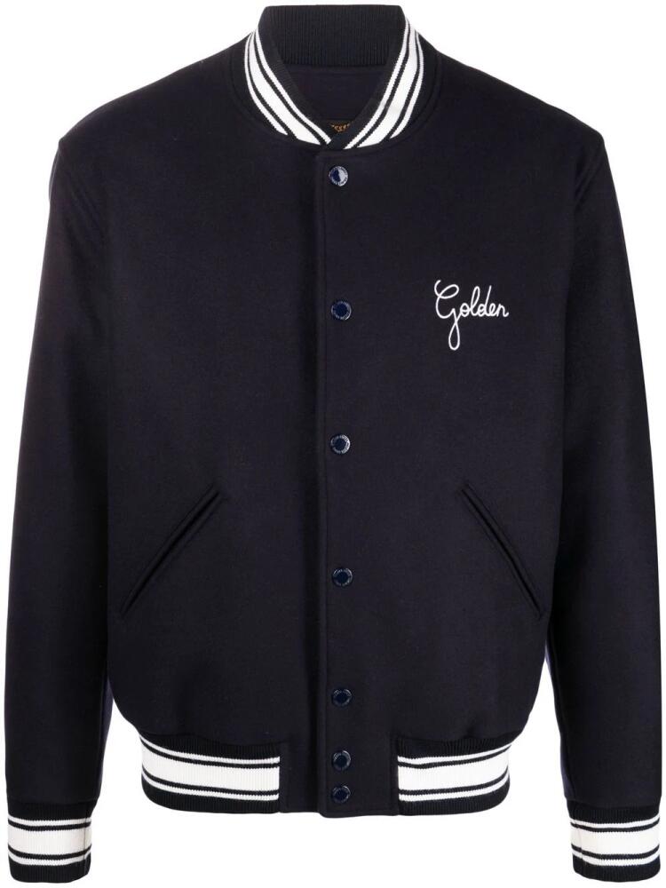 Golden Goose logo-embroidered bomber jacket - Blue Cover