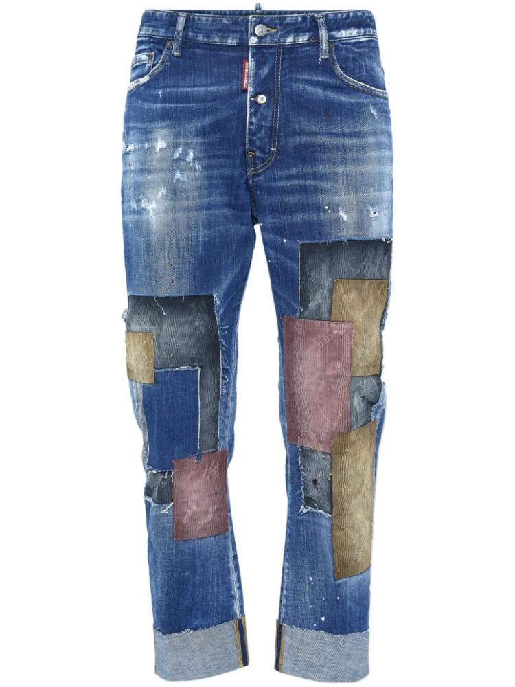 DSQUARED2 distressed-effect patchwork jeans - Blue Cover