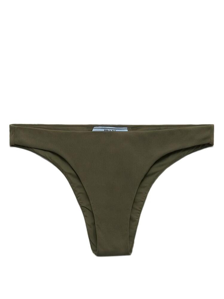 Prada high-cut fine-ribbed bikini bottoms - Green Cover