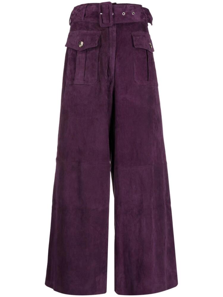 PAULA wide-leg suede trousers - Purple Cover