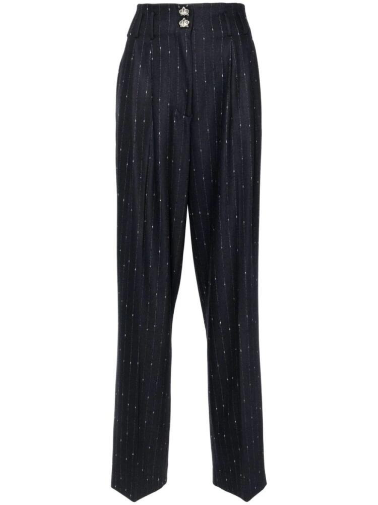 Genny high-waisted pinstriped trousers - Blue Cover