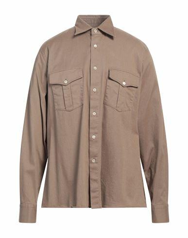 Alessandro Gherardi Man Shirt Camel Cotton, Elastane Cover