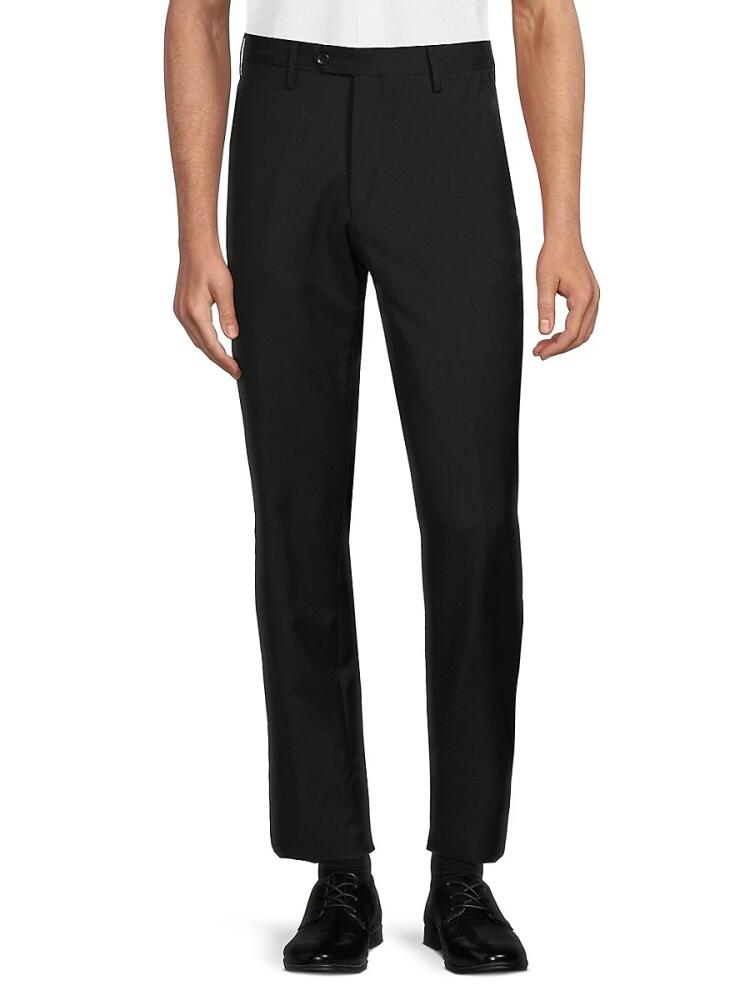 Santorelli Men's Modern Fit Crosshatch Wool Pants - Black Cover