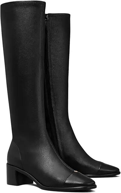 Tory Burch 55 mm Cap-Toe Knee High Boots (Perfect Black) Women's Boots Cover