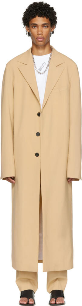 LU'U DAN Beige Straight Slim Coat Cover