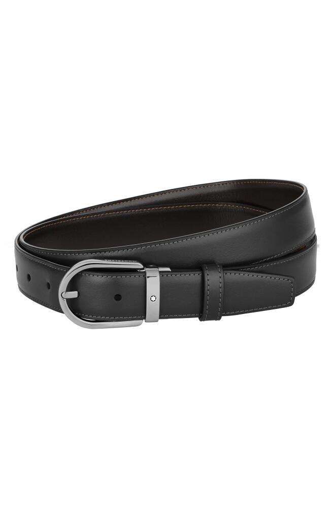 Montblanc Horseshoe Buckle Reversible Leather Belt in Black Cover