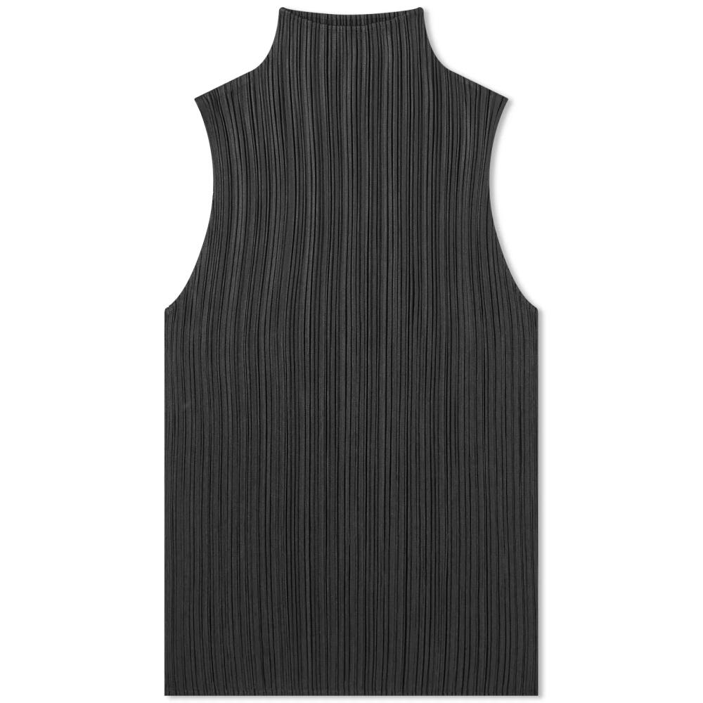 Pleats Please Issey Miyake Women's Basics Pleats Roll Neck Vest in Black Cover