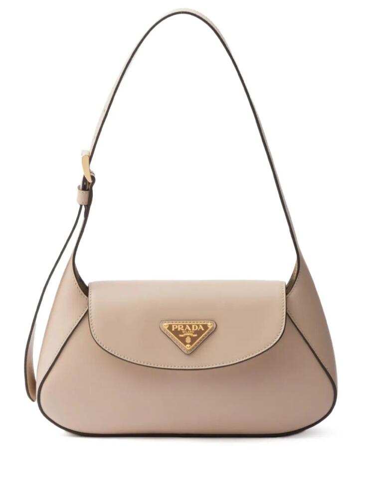 Prada small logo-plaque shoulder bag - Neutrals Cover