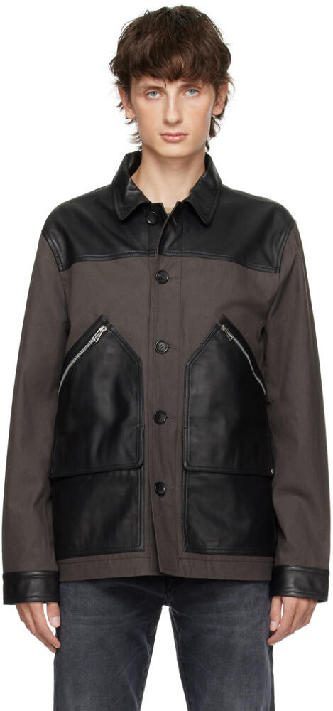 PS by Paul Smith Brown Paneled Leather Jacket Cover