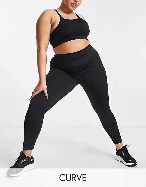 ASOS 4505 Curve icon run tie waist legging with pocket-Black Cover