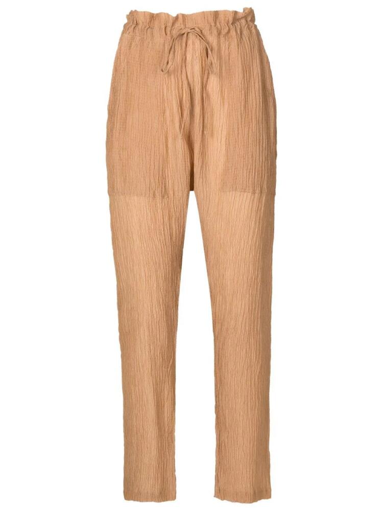 Amir Slama crinkle-effect silk trousers - Brown Cover