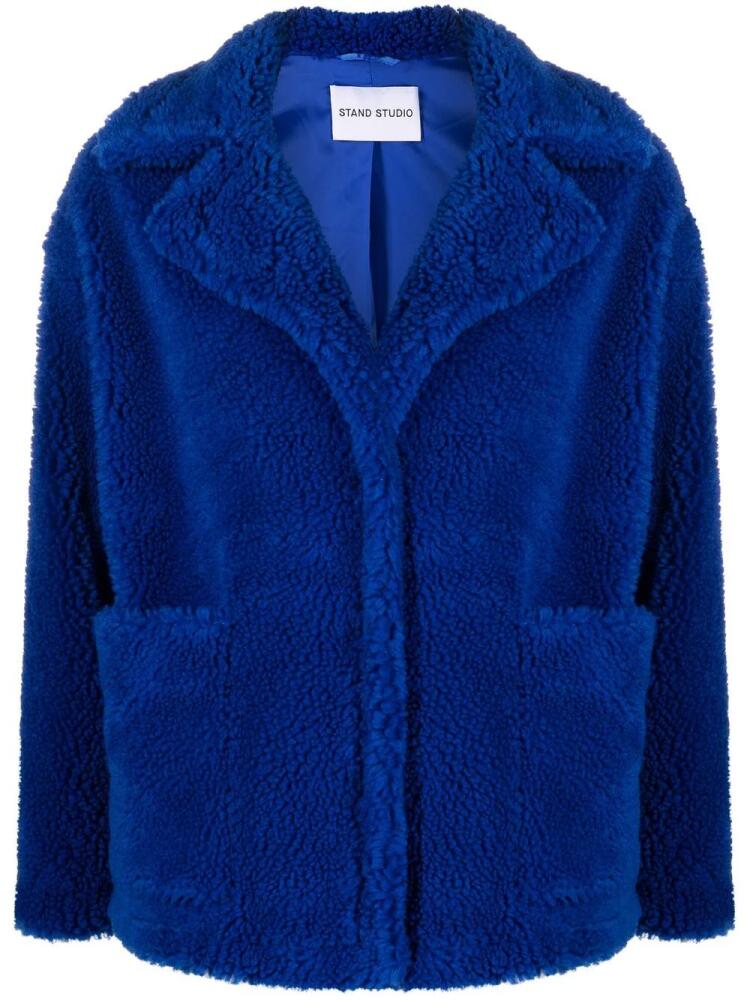 STAND STUDIO Marina faux-shearling jacket - Blue Cover