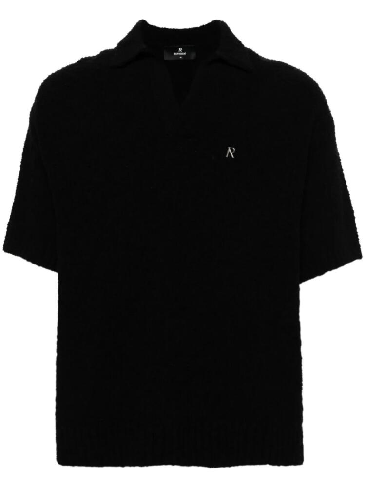 Represent bouclé knit polo shirt - Black Cover