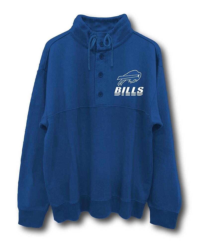 Junk Food Clothing Nfl Buffalo Bills Mock 1/4 Button Up Sweatshirt Cover