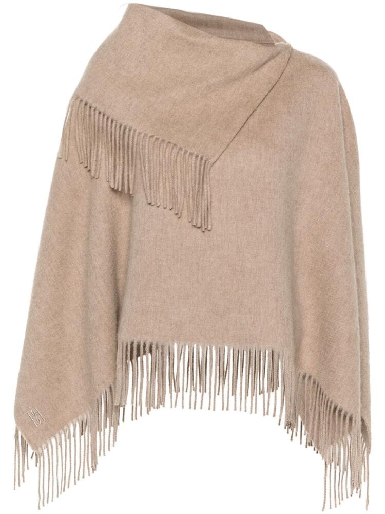 By Malene Birger fringed wool cape - Neutrals Cover