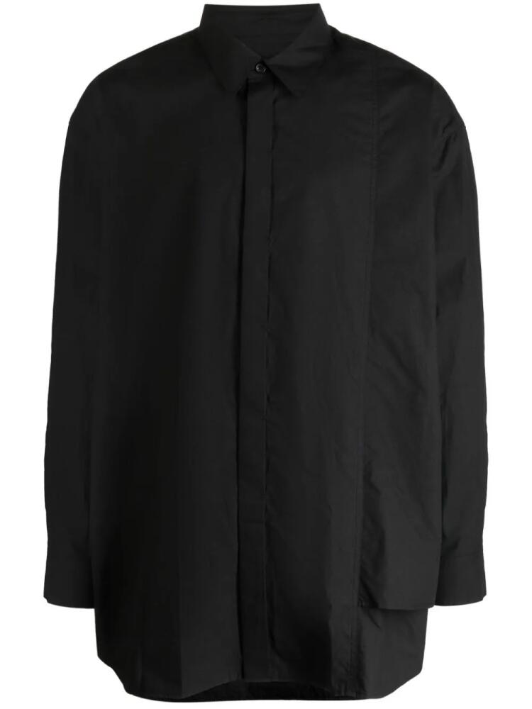 SONGZIO drape-detail cotton shirt - Black Cover