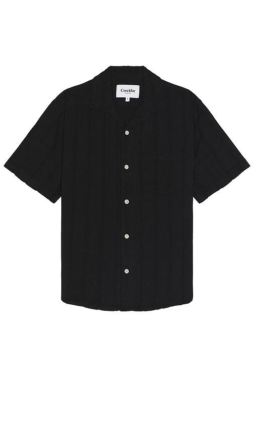 Corridor Striped Seersucker Short Sleeve Shirt in Black Cover