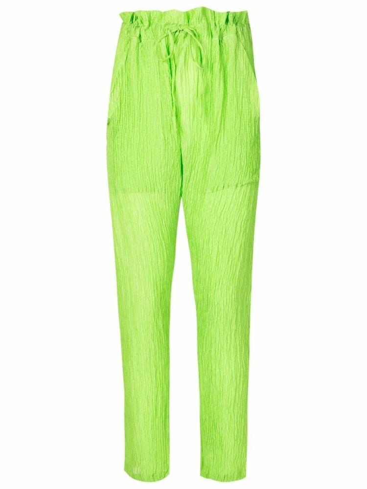 Amir Slama crinkle-effect silk trousers - Green Cover