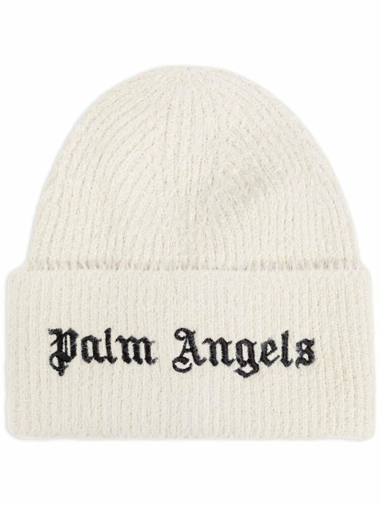 Palm Angels logo-embroidered beanie - White Cover