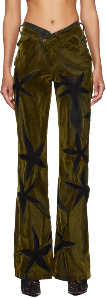 Masha Popova Khaki & Black V-Shape Flocked Jeans Cover