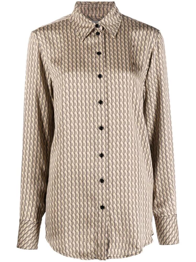 Victoria Beckham monogram-print long-sleeved shirt - Neutrals Cover