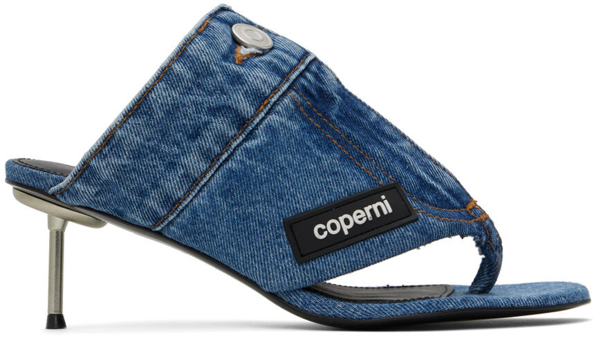 Coperni Blue Denim Open Thong Heeled Sandals Cover