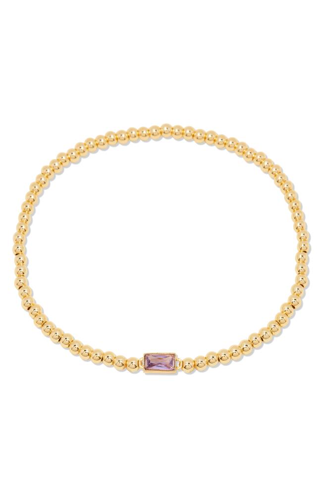 Brook and York Kylie Birthstone Beaded Stretch Bracelet in Gold - February Cover