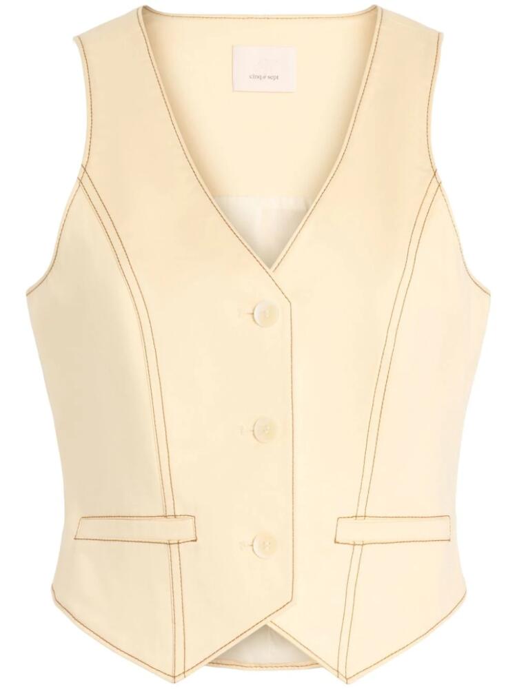 Cinq A Sept Lio cotton contrast-stitch vest - Neutrals Cover