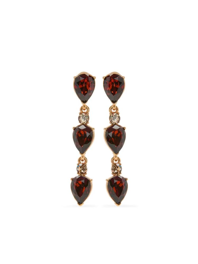 Oscar de la Renta Triple Pear drop clip-on earrings - Red Cover