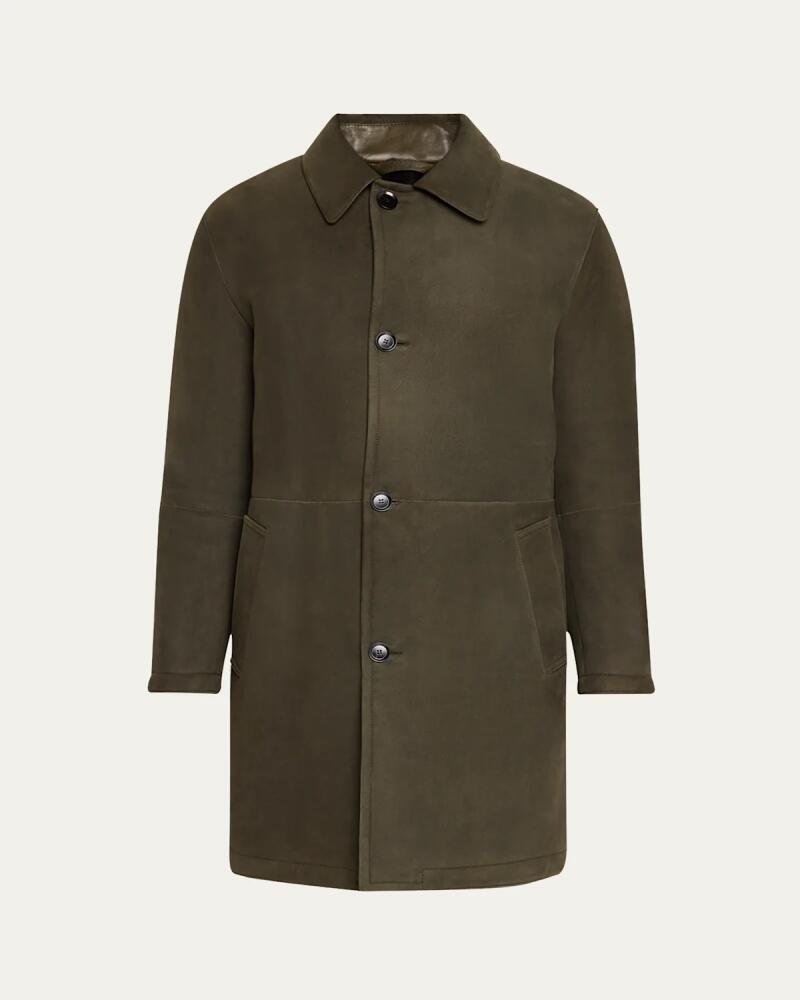 Brioni Men's Leather Overcoat Cover