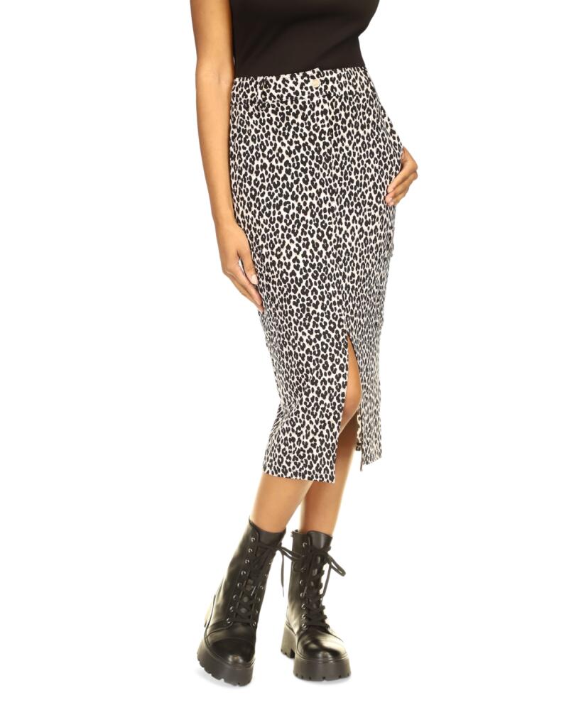 Michael Michael Kors Women's Animal-Print Utility Slit-Front Midi Skirt - Aluminum Cover