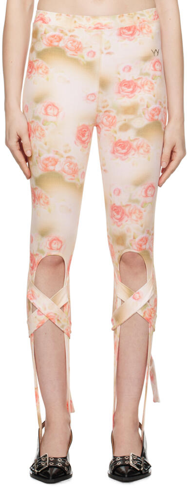 OPEN YY Orange Floral Leggings Cover