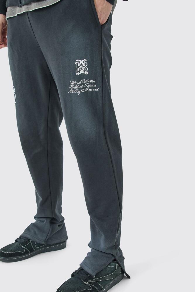 boohoo Mens Tall Loopback Side Split Wash Sweatpant - Black Cover