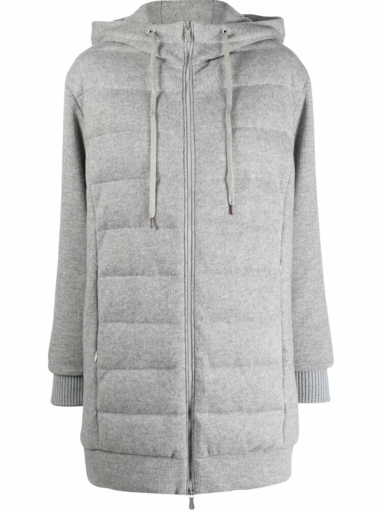 Eleventy Bimateric feather-down cashmere padded coat - Grey Cover