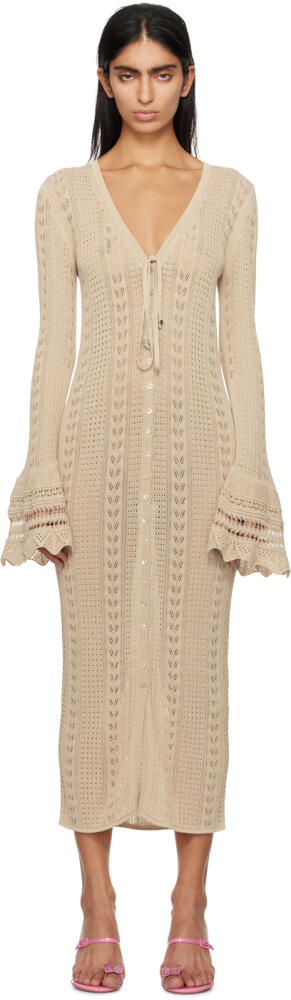 Blumarine Beige Button Midi Dress Cover