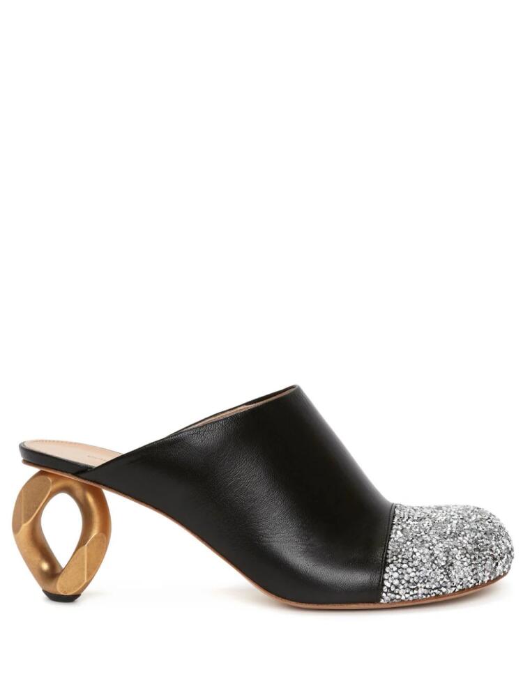 JW Anderson 75mm Chain crystal-embellished leather mules - Black Cover