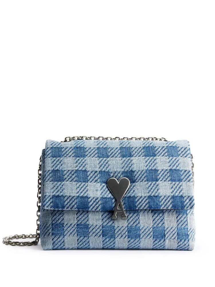 AMI Paris Voulez-vous check-print shoulder bag - Blue Cover