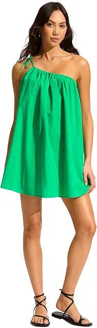 Seafolly Rio One Shoulder Mini Dress (Jade) Women's Dress Cover