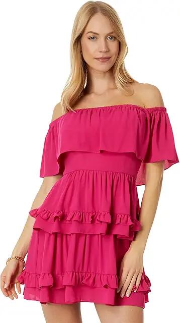 BCBGMAXAZRIA Off-the-Shoulder Cocktail Dress (Peacock) Women's Dress Cover