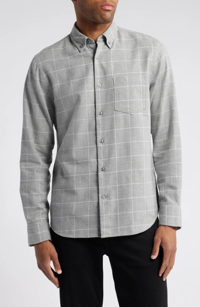 Nordstrom Trim Fit Windowpane Check Flannel Button-Down Shirt in Grey Ultimate Window Plaid Cover