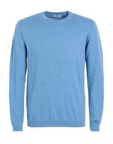 Woolrich Logo Crewneck Man Sweater Light blue Cotton Cover