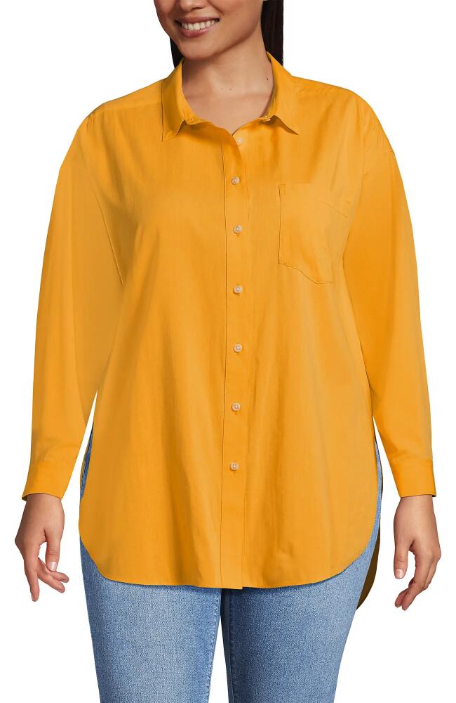 Lands' End Plus Size Cotton Voile Billowy Oversized Shirt in Sweet Mango Cover