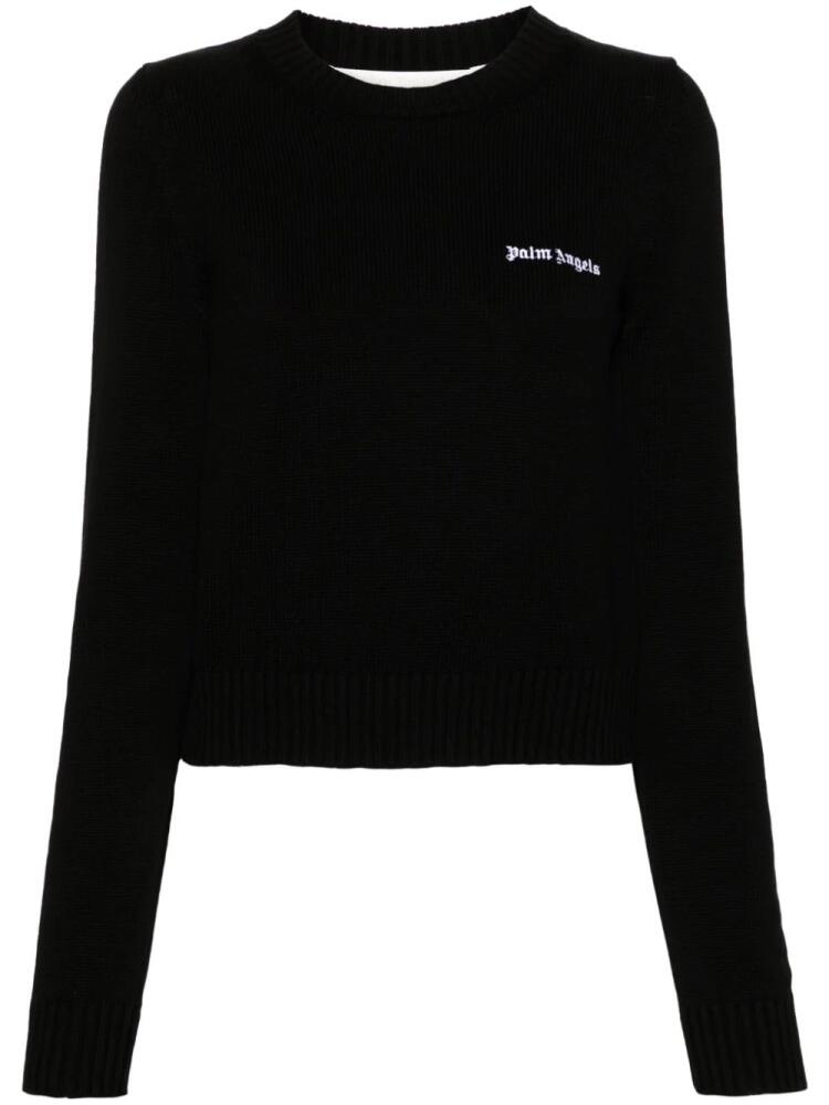 Palm Angels logo-embroidered cropped jumper - Black Cover