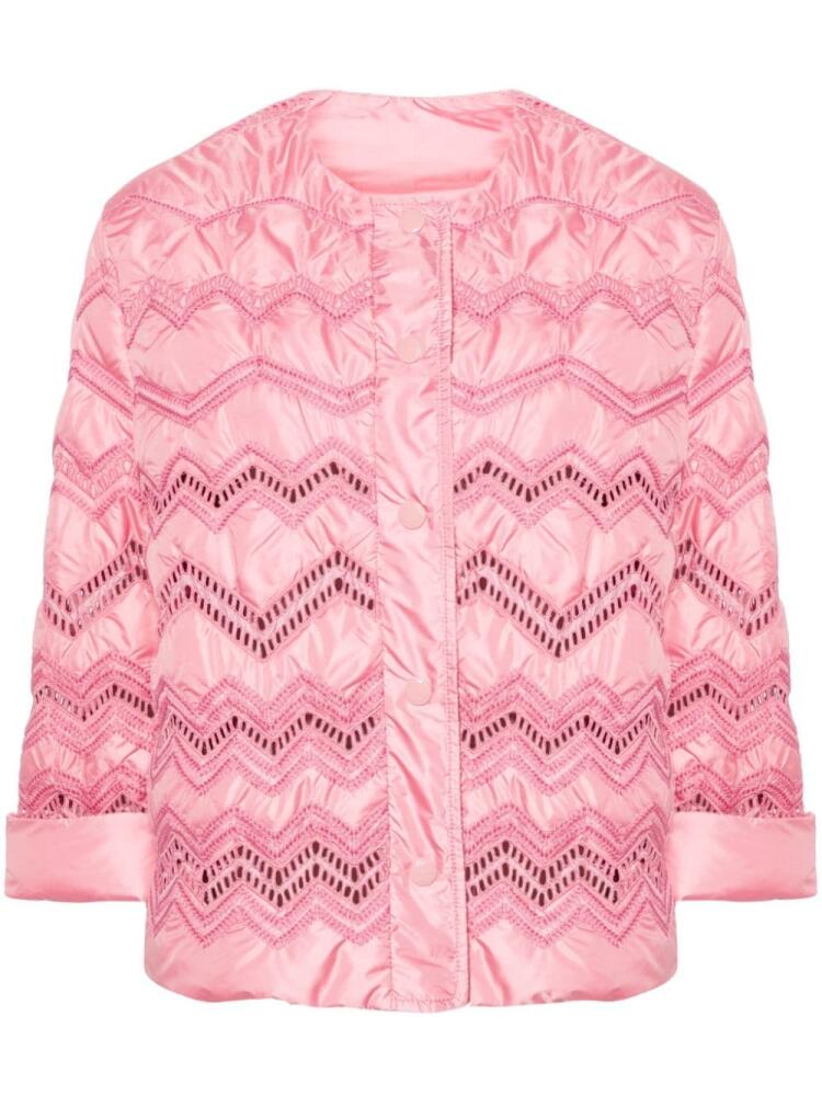 Ermanno Scervino chevron-embroidered puffer jacket - Pink Cover