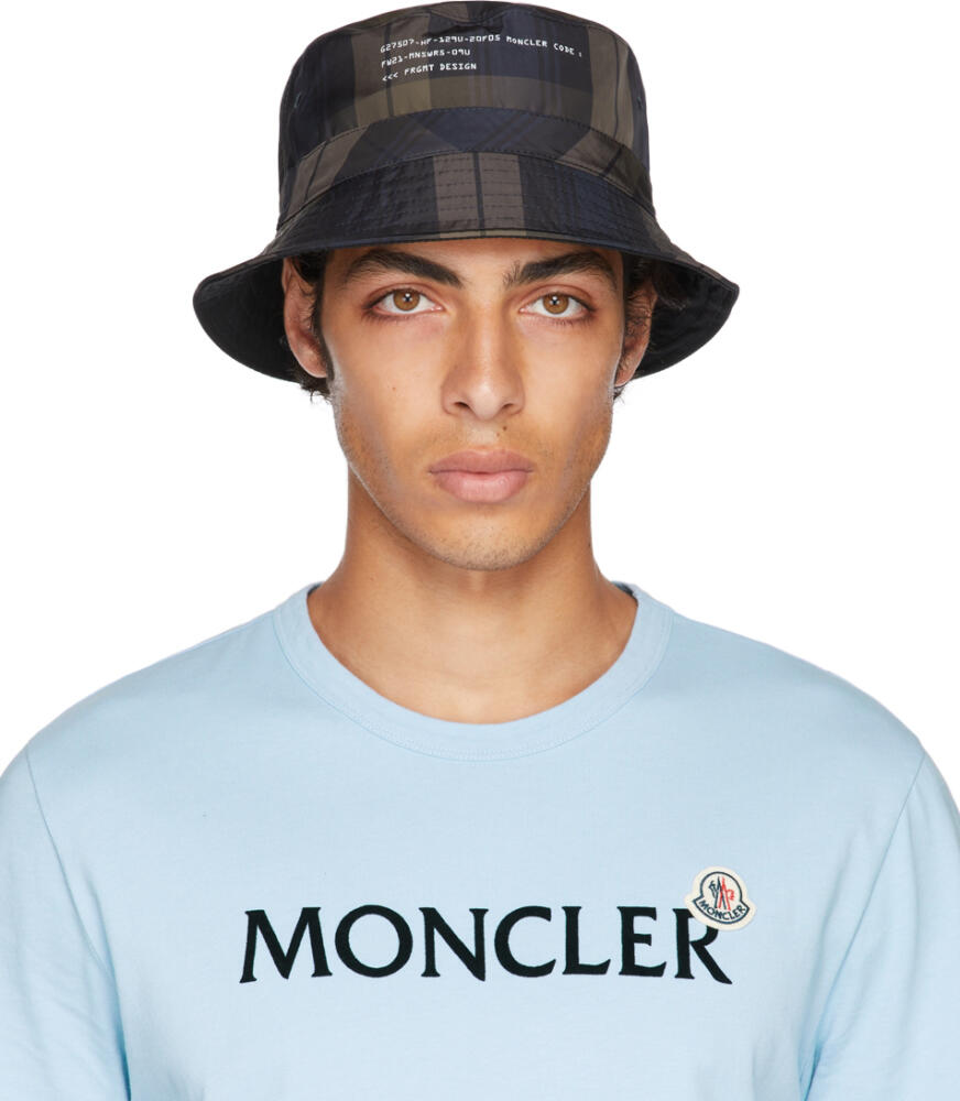 Moncler Genius 7 Moncler FRGMT Hiroshi Fujiwara Reversible Brown & Blue Check Bucket Hat Cover