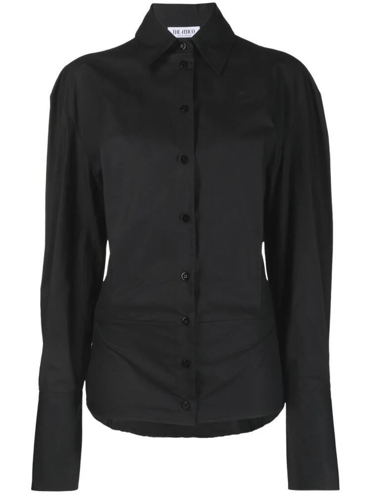 The Attico drawstring-detail long-sleeve cotton shirt - Black Cover