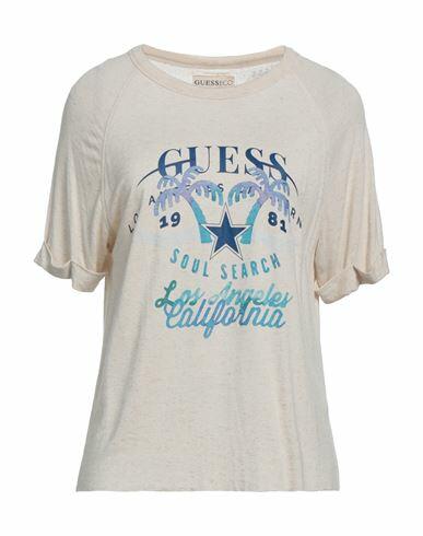 Guess Woman T-shirt Beige Viscose, Linen Cover