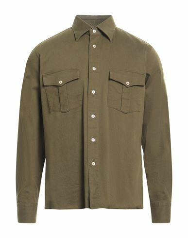 Alessandro Gherardi Man Shirt Military green Cotton, Elastane Cover